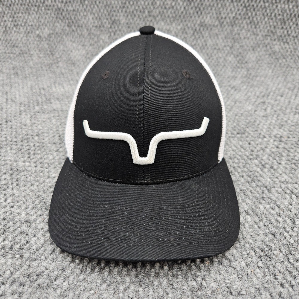 Kimes Ranch Black White Mesh Trucker Snapback Hat Longhorn Logo Western Ball Cap - Picture 2 of 8